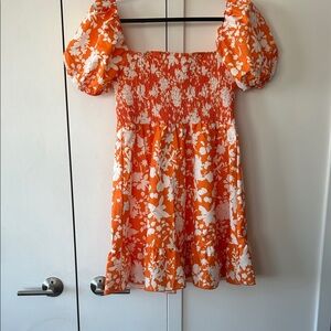 Floral Orange and White Dress